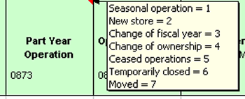 Figure 6b pertains to you if your store was only open part of the year. As you tab down the list, choose the description that most closely relates to your situation. 