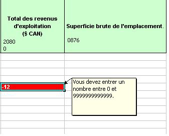 La figure 7a indique une erreur de chiffre saisi et vous indique le numéro de cellule qui doit être saisi de nouveau. 