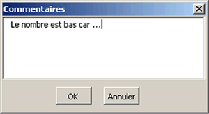 La figure 7b montre une boîte de commentaires contenant une zone dans laquelle vous pouvez expliquer pourquoi certaines de vos données sont incohérentes. 