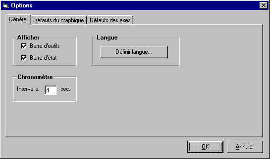 Dialog avec les options du l'onglet Tools/Options/General