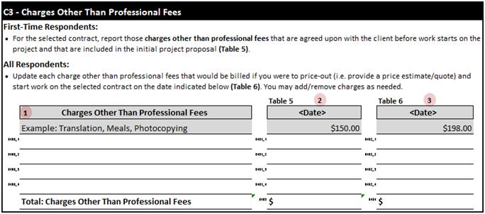 Image of section C3: Charges Other Than Professional Fees  