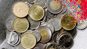 A pile of Canadian coins