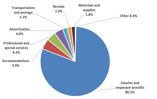 Pie chart: Gross expenditures by type - Described in following paragraph 