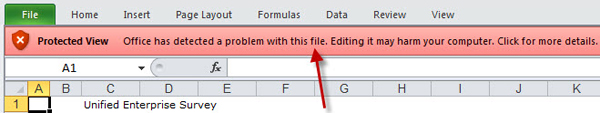 Figure 10a shows part of the Microsoft toolbar. In order to open the questionnaire and activate the macros, you will need to go to 'Options' button on the security toolbar. 