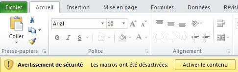 La figure 10b vous invite à choisir le bouton 'Activer ce contenu' pour ouvrir le questionnaire. 