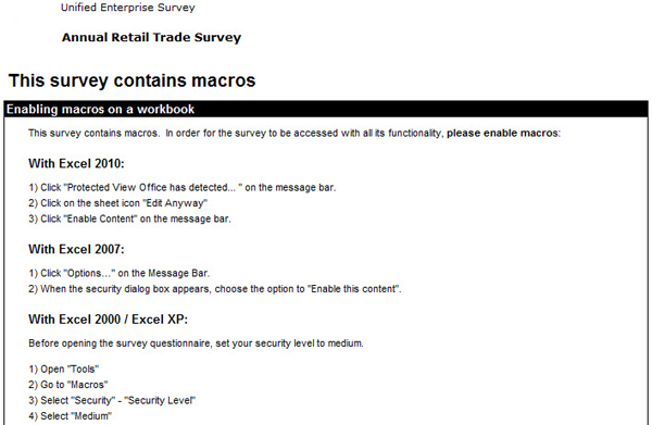 Figure 4b contains instructions to open the questionnaire in various Excel versions. 