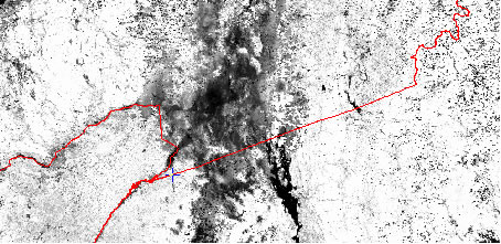 Raw MODIS-NDVI, Ottawa-Montreal area, Julian week 34, 2009 