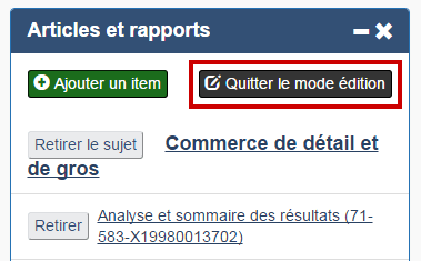 Quitter le mode édition