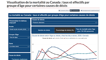 Visualisation de la mortalité au Canada : taux et effectifs par sexe et par province ou territoire pour certaines causes de décès 