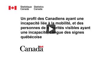 <span class="wb-inv">Vidéo - </span>Un profil des Canadiens ayant une incapacité liée à la mobilité, et des personnes de minorités visibles ayant une incapacité, Langue des signes québécoise